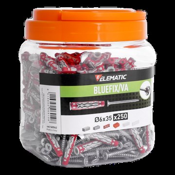250 x plug BLUEFIX VA 6 x 35mm + schroef PZ