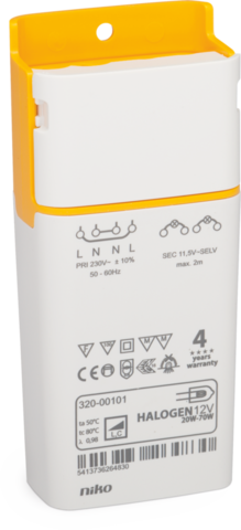 ELEKTRONISCHE 70W-TRANSFORMATOR MET KLEMAANSLUITINGEN