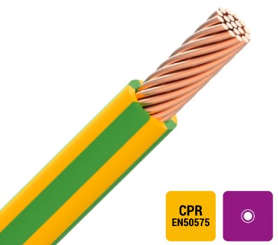 VOB H07V-R draad PVC 750V Eca 70°C geel/groen / meter