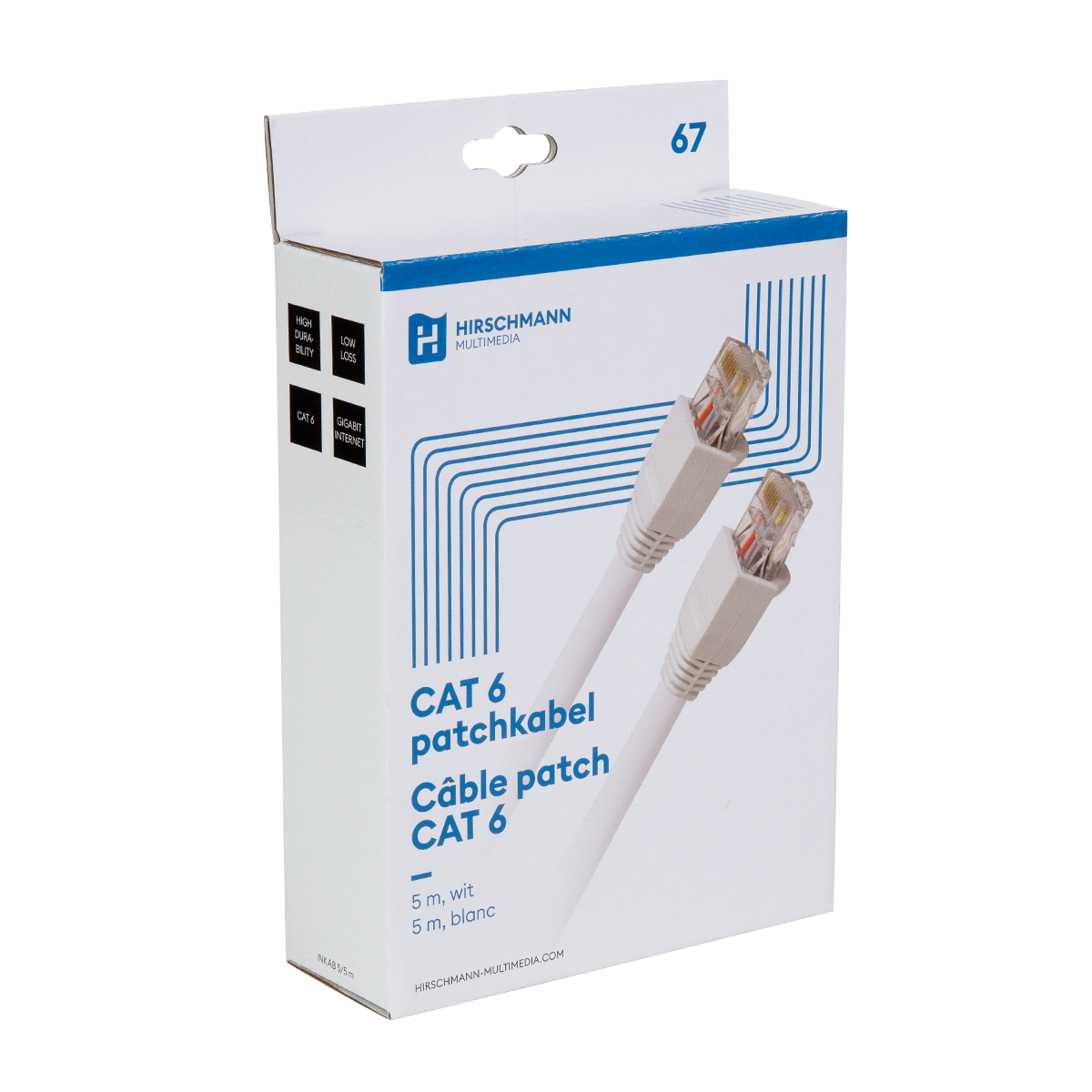 5m witte CAT6 patchkabel RJ45