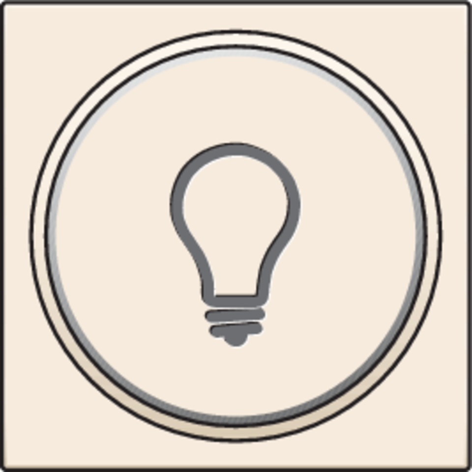 Niko 100-64008: Afwerkingsset met doorschijnende ring met lampsymbool voor drukknop 6A met amberkleurige led met E10-lampvoet, cream - Image 2