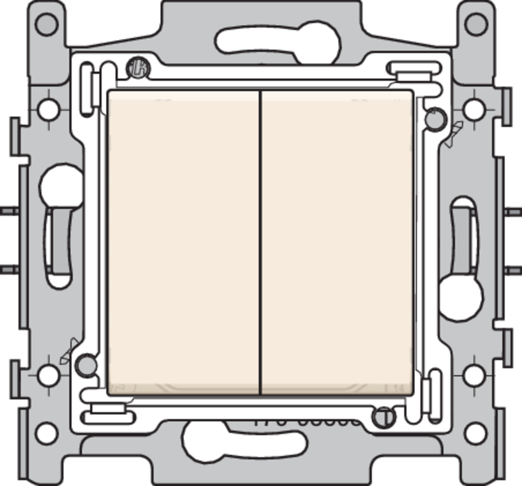 Niko 100-65018: Dubbele schakelaar: wisselschakelaar + drukknop N.O., sokkel, insteekklemmen en afwerkingsset, cream - Image 2