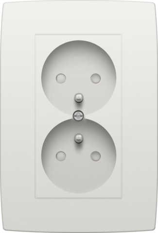Niko 101-67700: Dubbel stopcontact verticaal met penaarde en beschermingsafsluiters, inbouwdiepte 24 mm, volledig apparaat incl. afdekplaat, white