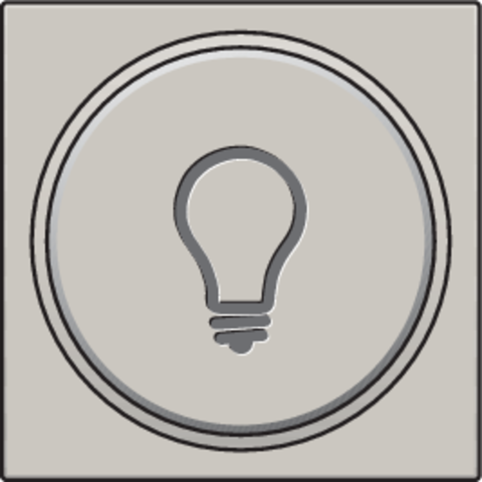 Niko 102-64008: Afwerkingsset met doorschijnende ring met lampsymbool voor drukknop 6A met amberkleurige led met E10-lampvoet, light grey - Image 2