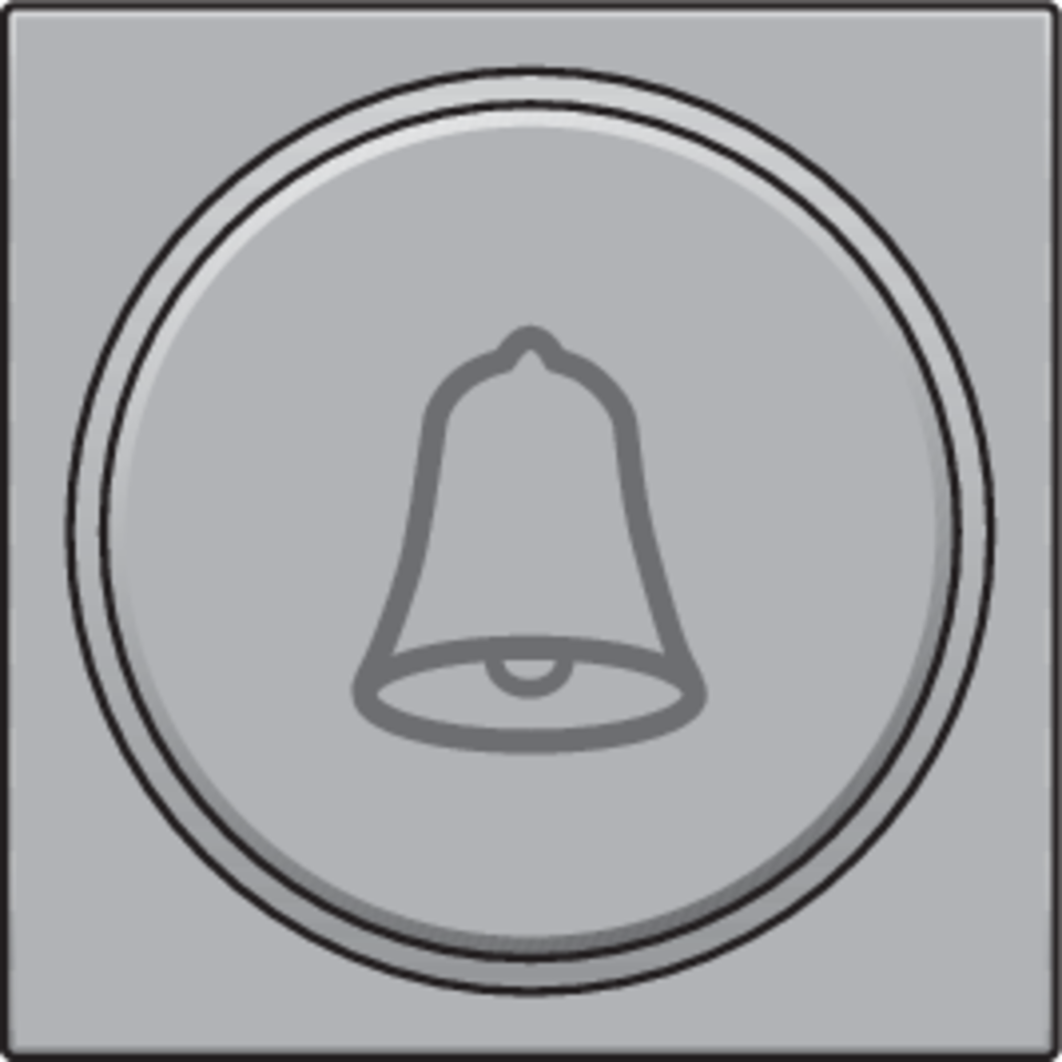 Niko 121-64007: Afwerkingsset met doorschijnende ring met belsymbool voor drukknop 6 A met amberkleurige led met E10-lampvoet, sterling coated - Image 2