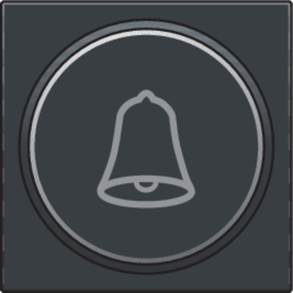 Niko 122-64007: Afwerkingsset met doorschijnende ring met belsymbool voor drukknop 6 A met amberkleurige led met E10-lampvoet, anthracite coated - Image 2