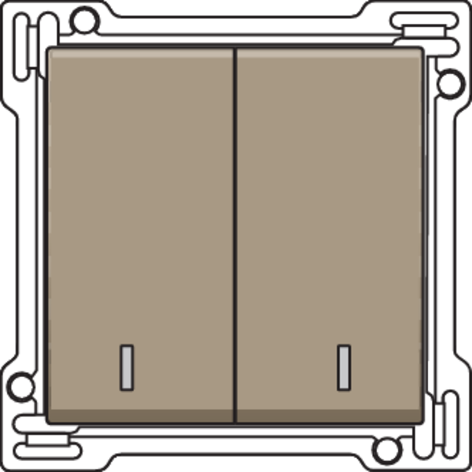 Niko 123-61507: Afwerkingsset met dubbele lens voor serieschakelaar, wisselschakelaar + drukknop N.O., dubbele wisselschakelaar of dubbele drukknop N.O. of N.G., bronze coated - Image 2