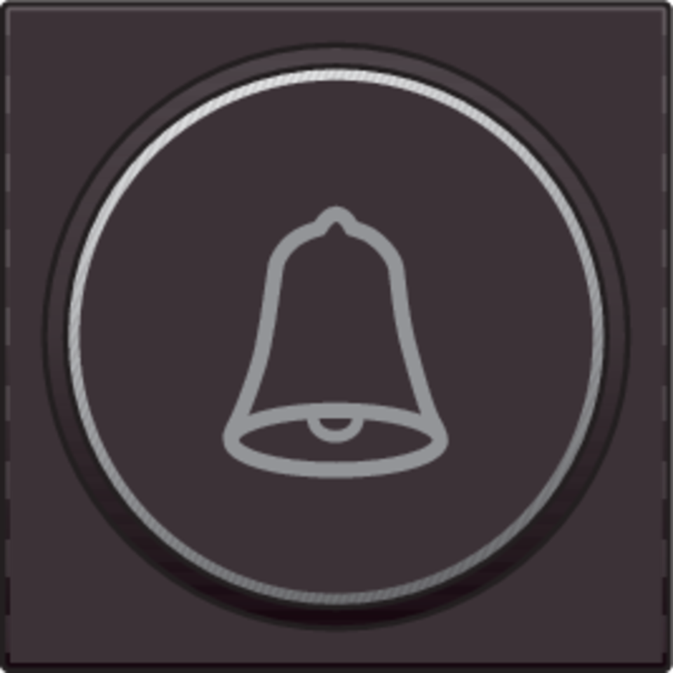 Niko 124-64007: Afwerkingsset met doorschijnende ring met belsymbool voor drukknop 6 A met amberkleurige led met E10-lampvoet, dark brown coated - Image 2