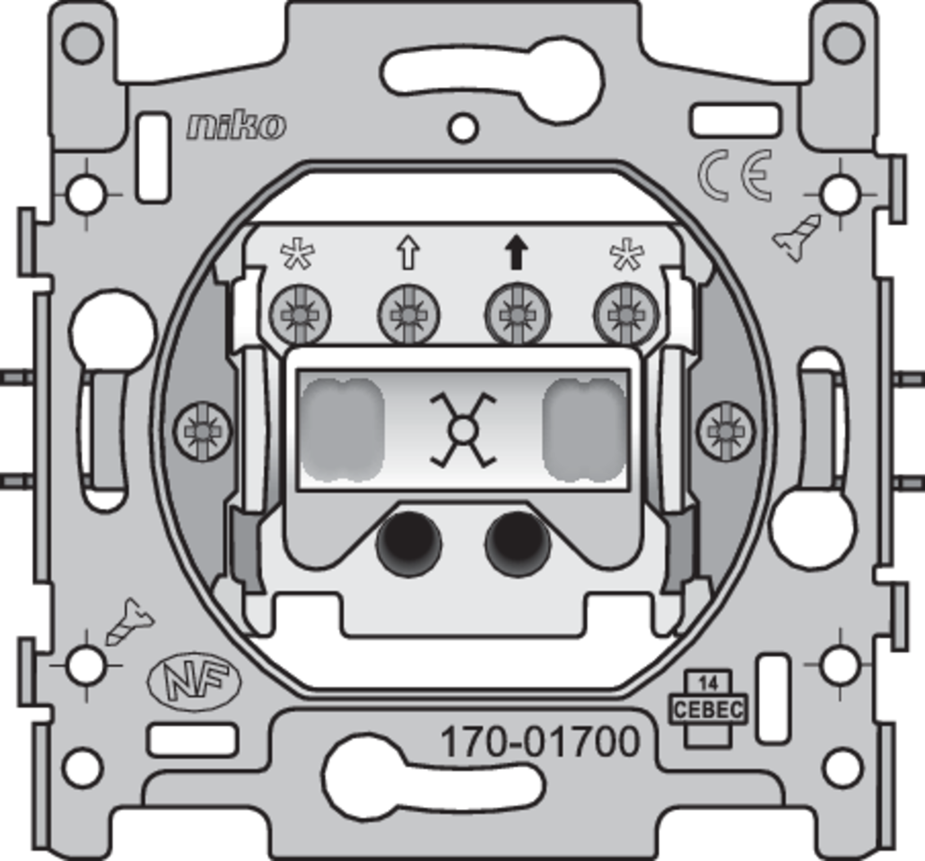 Niko 170-01700: Sokkel voor een kruisschakelaar of kruistrekschakelaar, 10 AX/250 Vac, schroefklemmen - Image 2