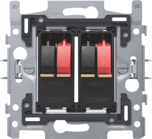Niko 170-09700: Sokkel voor tweevoudige luidsprekeraansluiting, klauwbevestiging
