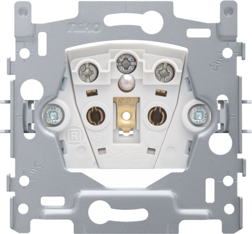 Niko 170-32100: Sokkel voor stopcontact met penaarde en beschermingsafsluiters, inbouwdiepte 21 mm, 16 A/250 Vac, schroefklemmen