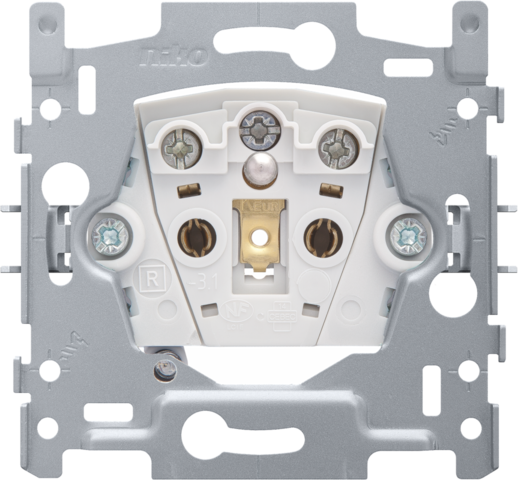 Niko 170-33107: Sokkel voor stopcontact met spanningsaanduiding, penaarde, beschermingsafsluitersen met amberkleurige led, schroefklemmen