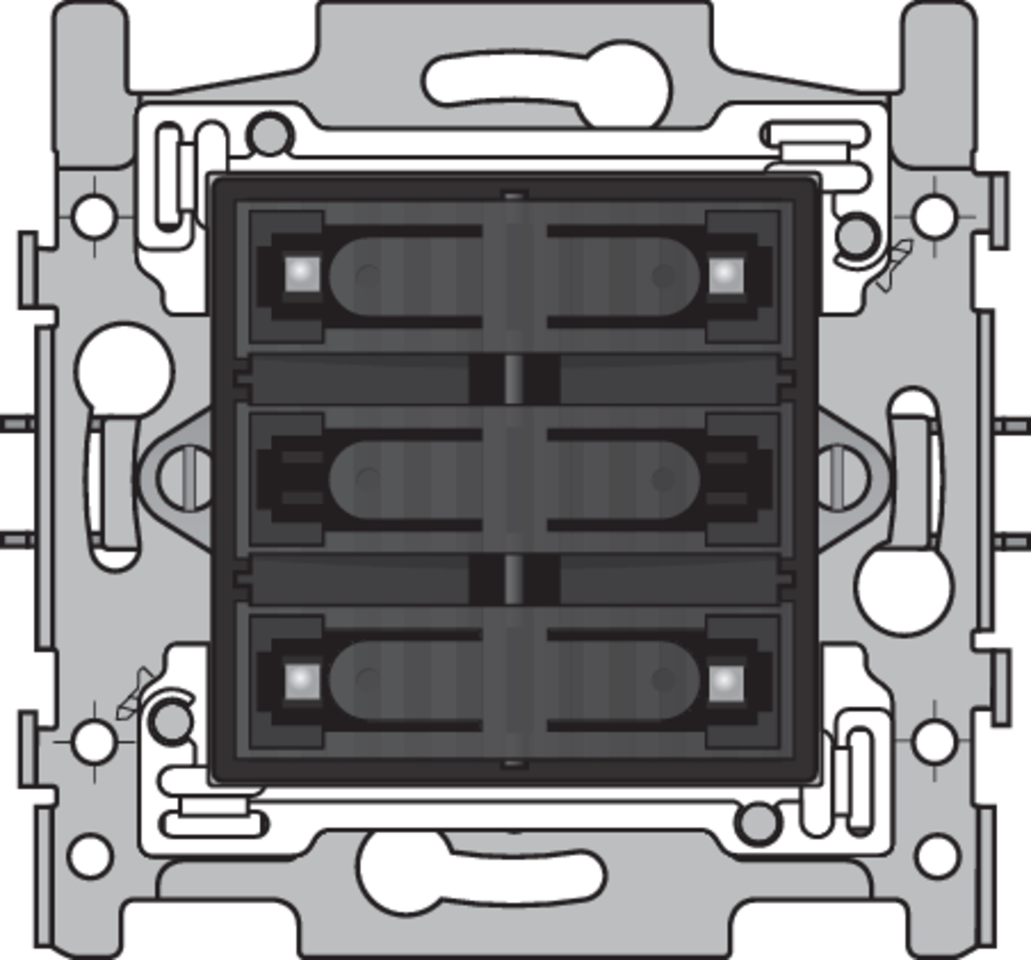 Niko 170-40170: Sokkel voor 4-voudige potentiaalvrije drukknop 24 V N.O. met witte leds, klauwbevestiging - Image 2