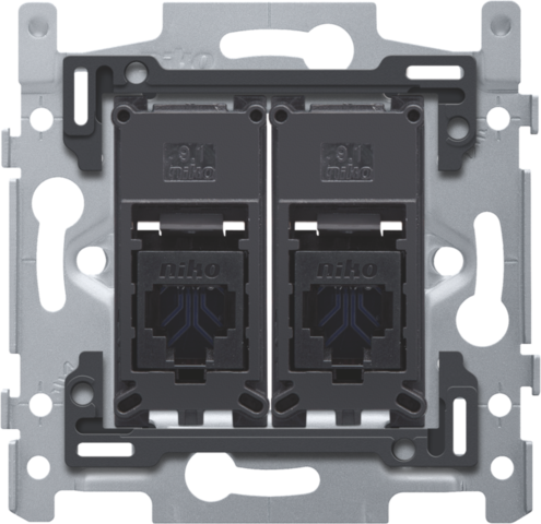 2 RJ45-aansluitingen UTP Cat. 6A, vlakke uitvoering, incl. s