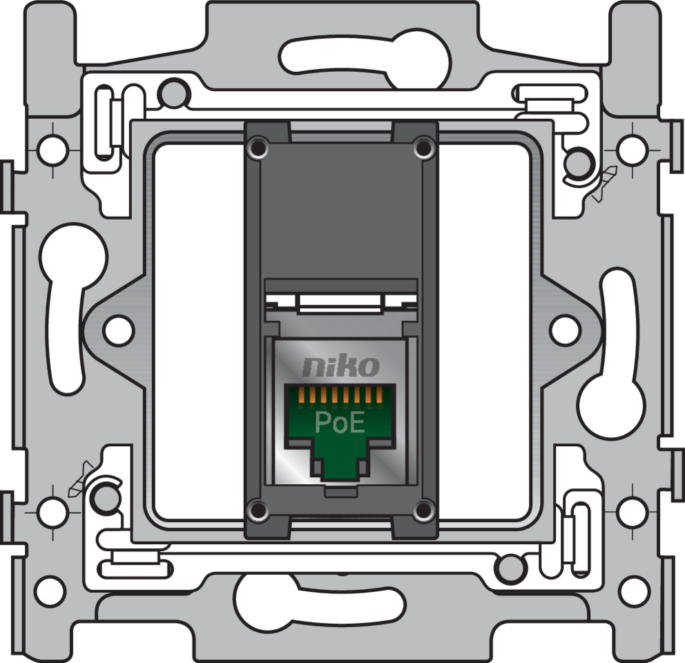 Niko 170-66255: 1 RJ45-aansluiting STP Cat. 5E, klaar voor PoE++, vlakke uitvoering, incl. sokkel 60 x 71 mm met schroefbevestiging - Image 2