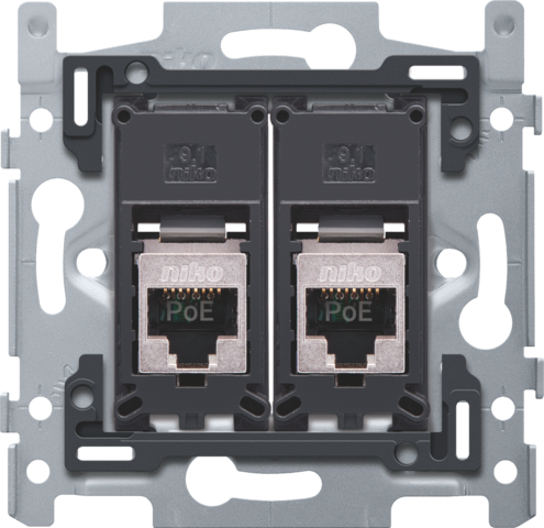 2 RJ45-aansluitingen STP Cat. 5E, klaar voor PoE++, vlakke u