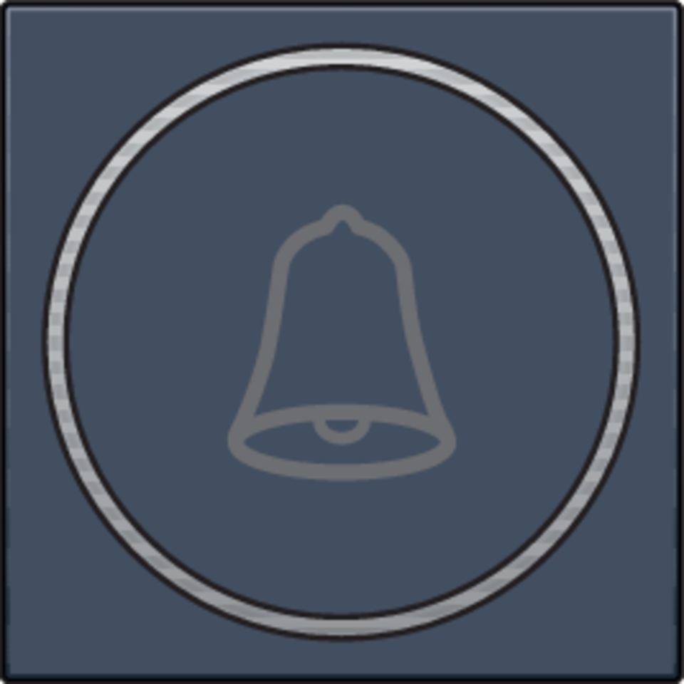 Niko 220-64007: Afwerkingsset met doorschijnende ring met belsymbool voor drukknop 6 A met amberkleurige led met E10-lampvoet, blue grey coated - Image 2