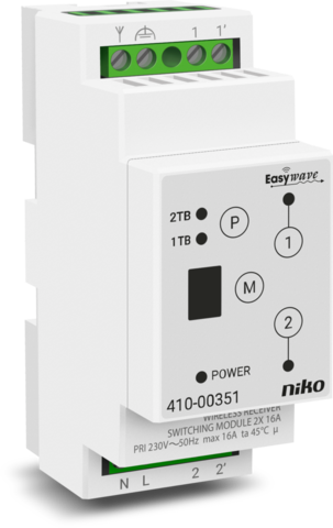 Niko 410-00351: Draadloze 2-kanaalsontvanger voor schakelen