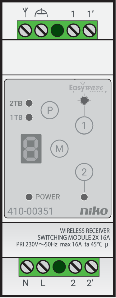 Niko 410-00351: Draadloze 2-kanaalsontvanger voor schakelen - Image 2