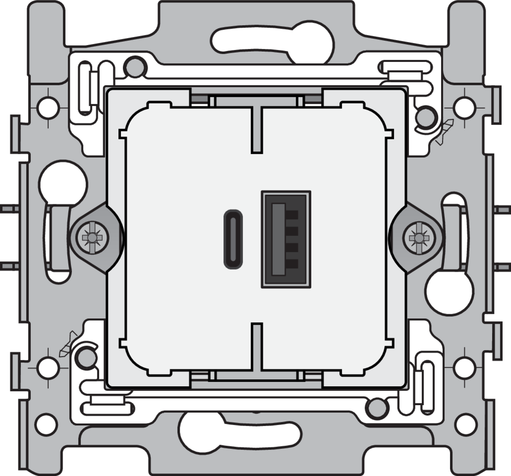 Niko 420-00512: Dubbele smart USB-A en USB-C lader, sokkel 60x71, klauwbevestiging - Image 2