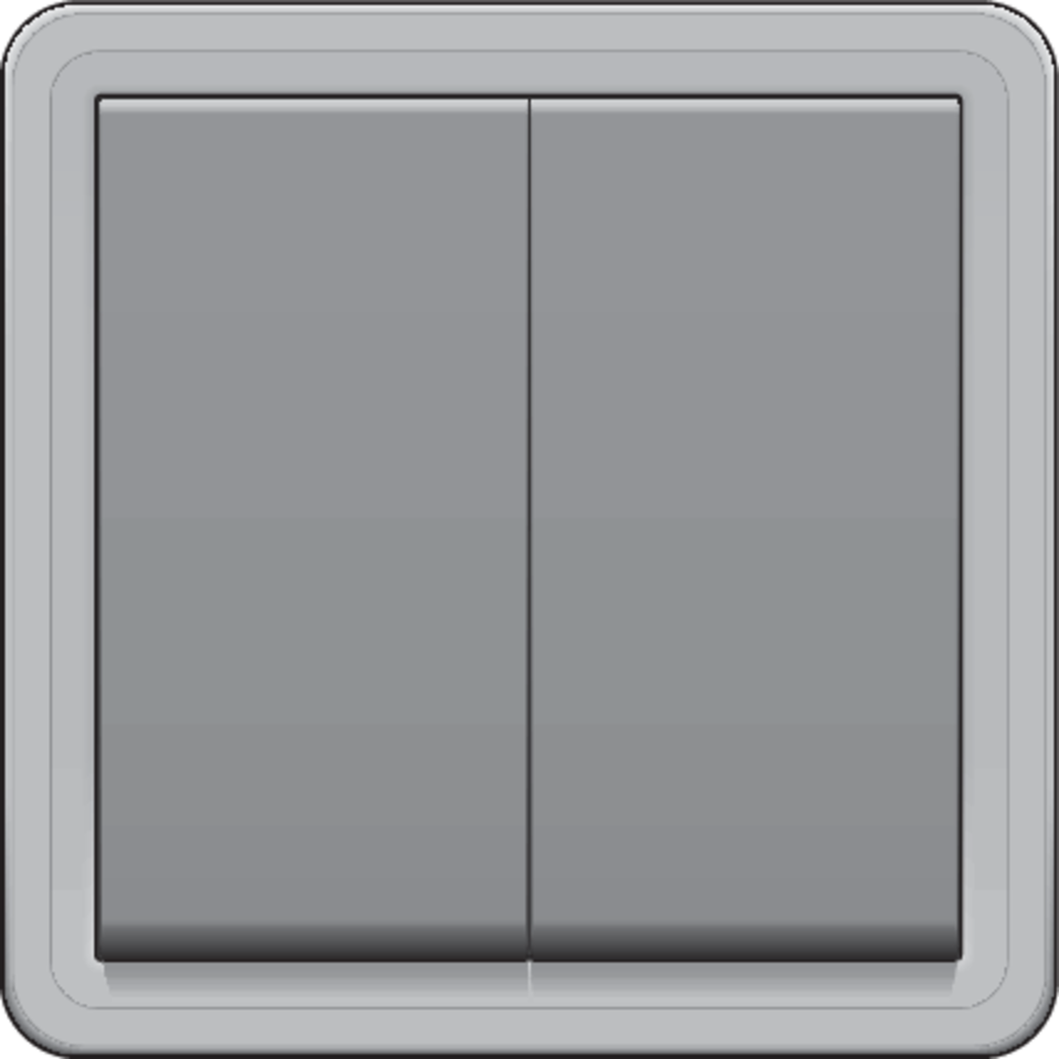 Niko 700-32605: Spuitwaterdichte dubbele wisselschakelaar 10 AX/250 Vac met insteekklemmen, grijs - Image 2