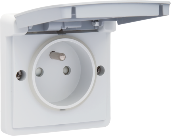 Niko 700-36605: Spuitwaterdicht stopcontact 16 A/250 Vac met penaarde, beschermingsafsluiters en met insteekklemmen, grijs