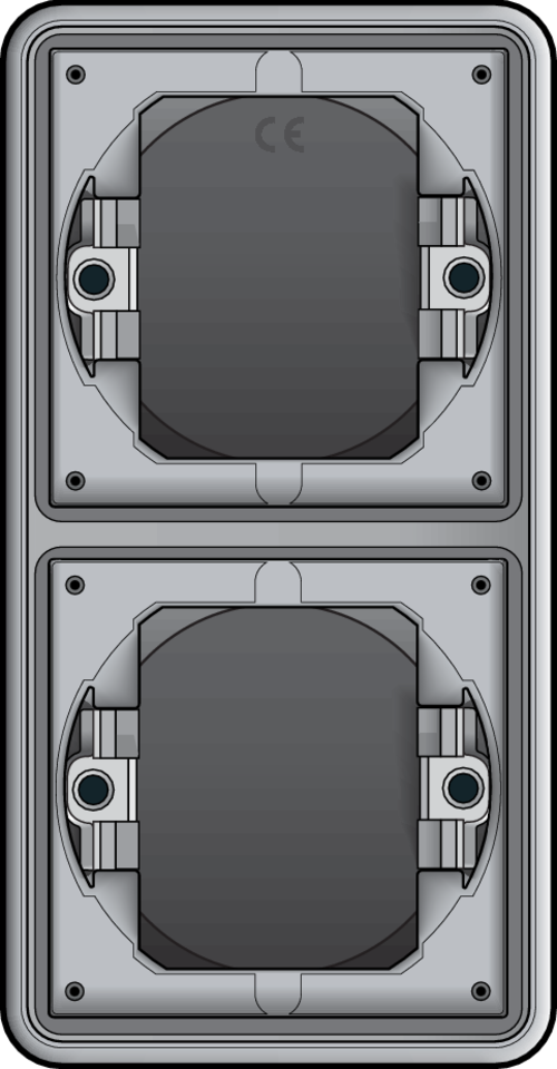 Niko 700-74000: Spuitwaterdichte tweevoudige verticale inbouwdoos voor twee functies, grijs - Image 2