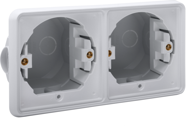 Niko 700-75000: Spuitwaterdichte tweevoudige horizontale inbouwdoos voor twee functies, grijs