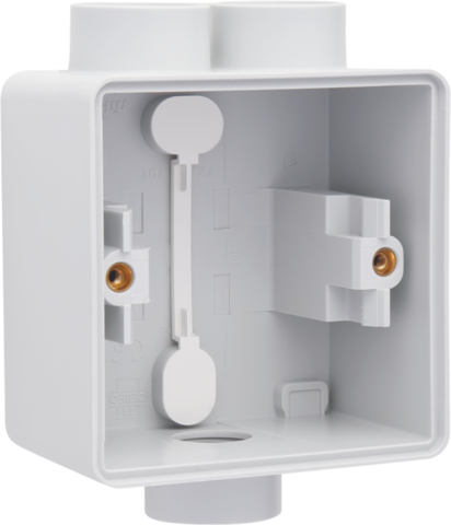 Niko 700-84112: Spuitwaterdichte enkelvoudige opbouwdoos met één tweevoudige M20-ingang én één enkelvoudige M20-ingang voor één functie, grijs