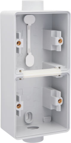 Niko 700-84211: Spuitwaterdichte dubbele verticale opbouwdoos met twee enkelvoudige M20-ingangen voor twee functies, grijs