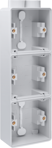 Niko 700-84302: Spuitwaterdichte drievoudige verticale opbouwdoos met één tweevoudige M20-ingang voor drie functies, grijs
