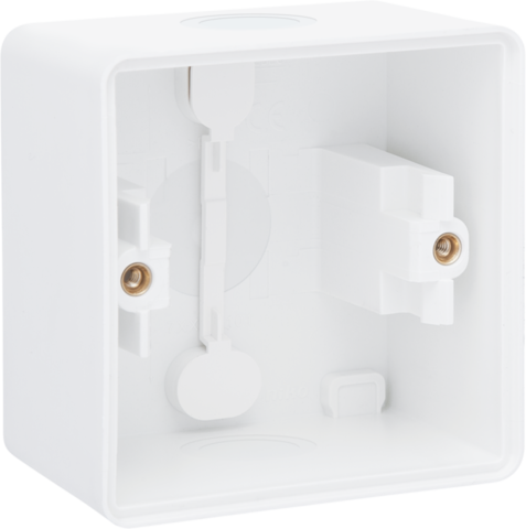 Niko 701-83101: Spuitwaterdichte enkelvoudige opbouwdoos met twee enkelvoudige soepele ingangen voor één functie, wit