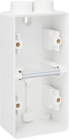 Niko 701-84202: Spuitwaterdichte dubbele verticale opbouwdoos met één tweevoudige M20-ingang voor twee functies, wit