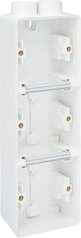 Niko 701-84302: Spuitwaterdichte drievoudige verticale opbouwdoos met één tweevoudige M20-ingang voor drie functies, wit