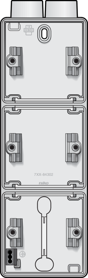 Niko 701-84302: Spuitwaterdichte drievoudige verticale opbouwdoos met één tweevoudige M20-ingang voor drie functies, wit - Image 2