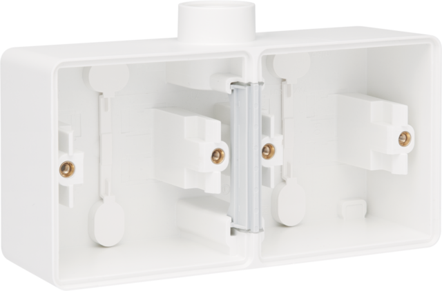 Niko 701-84801: Spuitwaterdichte dubbele horizontale opbouwdoos met één M20-ingang voor twee functies, wit