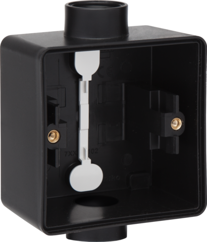 Niko 761-84111: Spuitwaterdichte enkelvoudige opbouwdoos met twee enkelvoudige M20-ingangen voor één functie, zwart