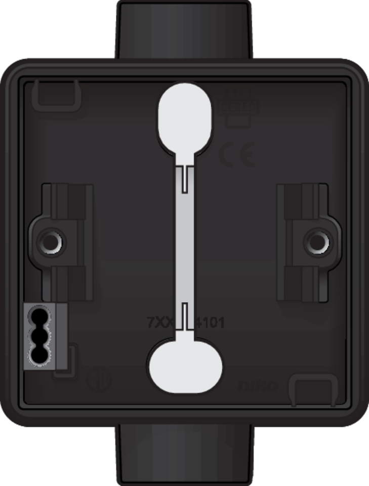 Niko 761-84111: Spuitwaterdichte enkelvoudige opbouwdoos met twee enkelvoudige M20-ingangen voor één functie, zwart - Image 2