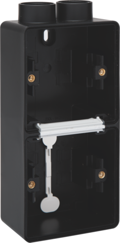 Niko 761-84202: Spuitwaterdichte dubbele verticale opbouwdoos met één tweevoudige M20-ingang voor twee functies, zwart