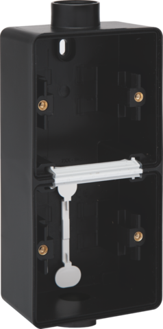 Niko 761-84211: Spuitwaterdichte dubbele verticale opbouwdoos met twee enkelvoudige M20-ingangen voor twee functies, zwart