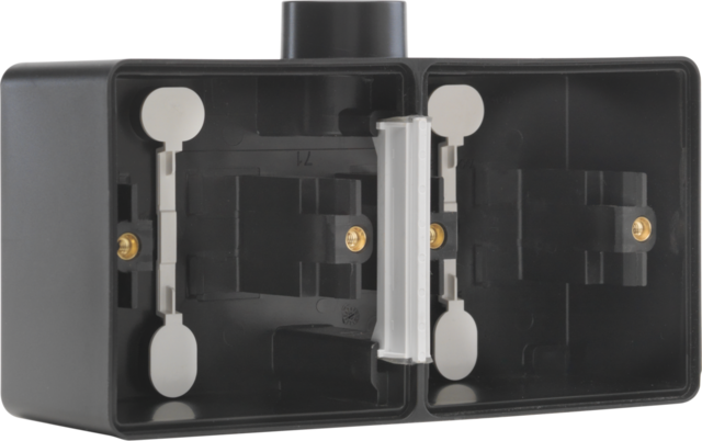 Niko 761-84801: Spuitwaterdichte dubbele horizontale opbouwdoos met één M20-ingang voor twee functies, zwart