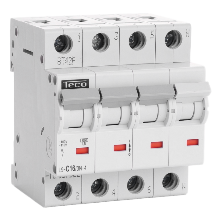Teconex L9C163N4: Automaat TC 3P+N 16A 4,5kA Curve C